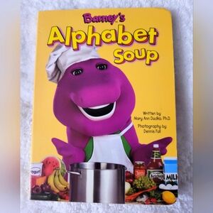 🔤 Vintage Barney the Purple Dinosaur "Barney's Alphabet Soup" Baby Board Book